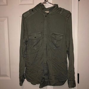 army green button down